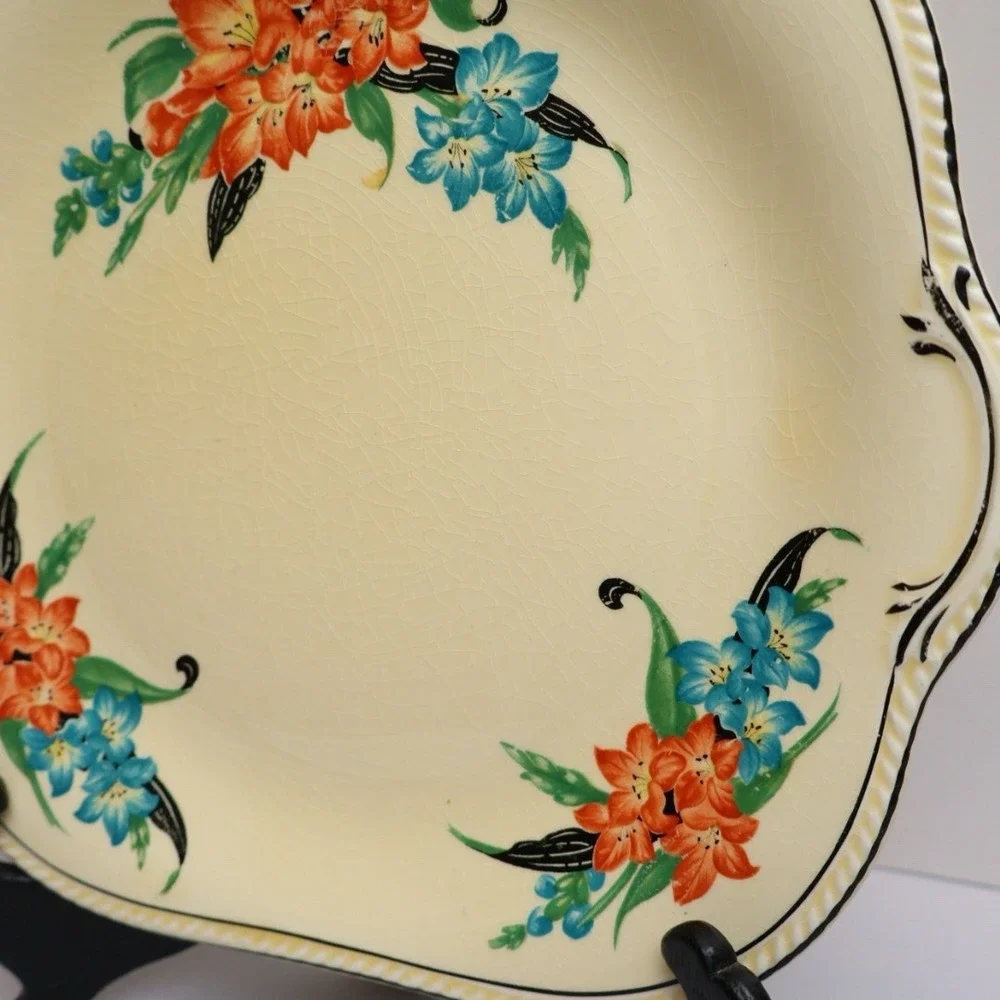 VTG Art Deco Hand Painted Floral Serving Platter Tray C.P. Co.